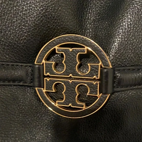 Tory Burch Black Fold Over Leather Shoulder Bag - Picture 2 of 10